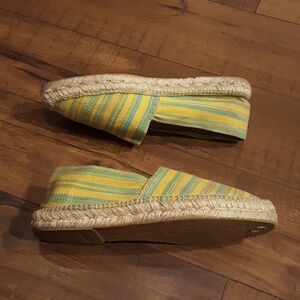 BLUE by Saks Fifth Avenue Yellow Blue Striped Frenchie Espadrilles‎